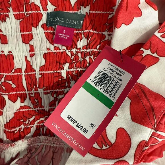 Vince Camuto Floral Tiered Maxi Dress, Red/White, L - Picture 4 of 4